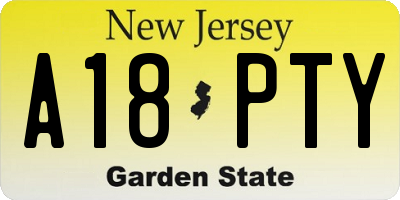 NJ license plate A18PTY