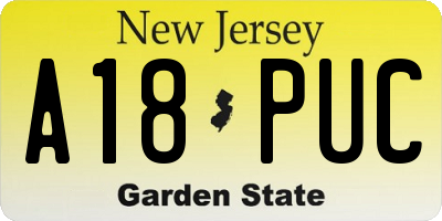 NJ license plate A18PUC
