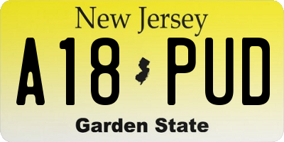 NJ license plate A18PUD