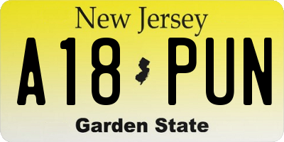NJ license plate A18PUN