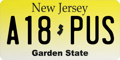 NJ license plate A18PUS