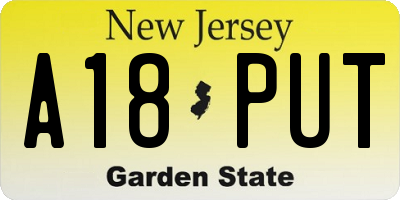 NJ license plate A18PUT