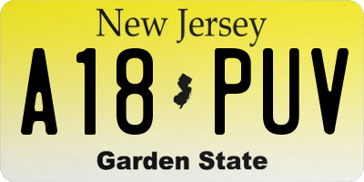 NJ license plate A18PUV