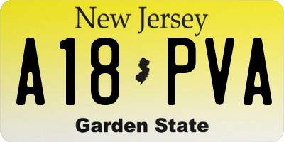 NJ license plate A18PVA