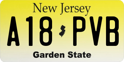 NJ license plate A18PVB