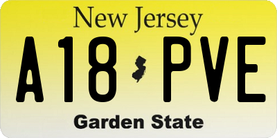 NJ license plate A18PVE