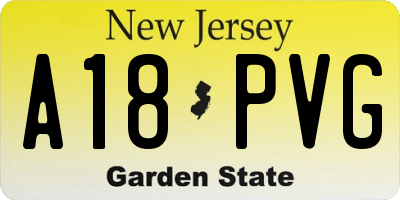 NJ license plate A18PVG