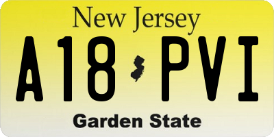 NJ license plate A18PVI