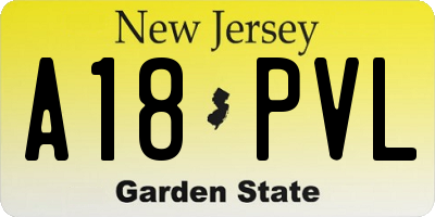 NJ license plate A18PVL