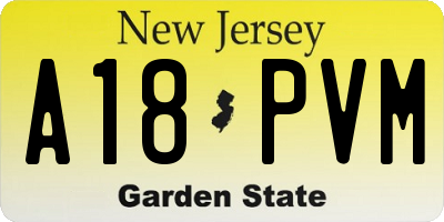 NJ license plate A18PVM
