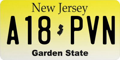 NJ license plate A18PVN