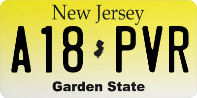 NJ license plate A18PVR