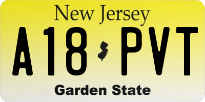 NJ license plate A18PVT