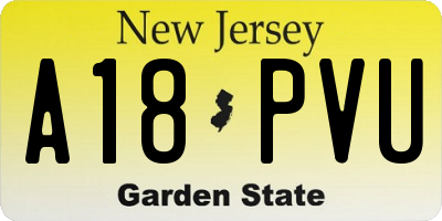 NJ license plate A18PVU