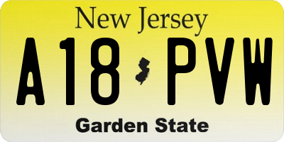 NJ license plate A18PVW
