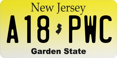 NJ license plate A18PWC