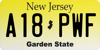 NJ license plate A18PWF