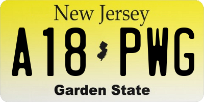 NJ license plate A18PWG