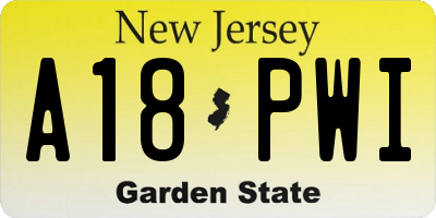 NJ license plate A18PWI