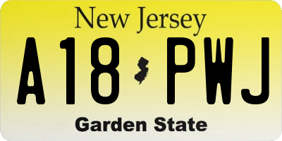 NJ license plate A18PWJ