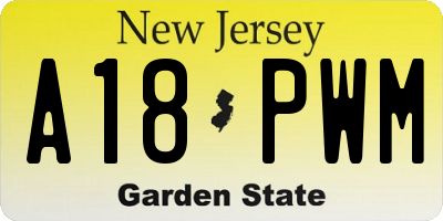 NJ license plate A18PWM