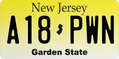NJ license plate A18PWN