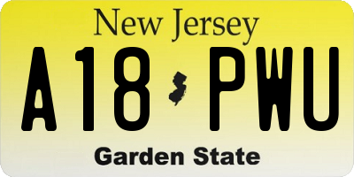 NJ license plate A18PWU