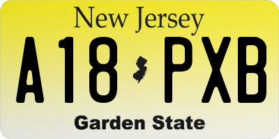 NJ license plate A18PXB