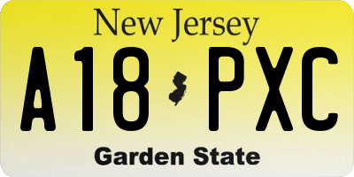 NJ license plate A18PXC