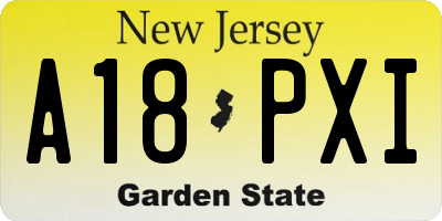 NJ license plate A18PXI