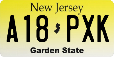 NJ license plate A18PXK