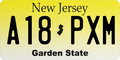 NJ license plate A18PXM