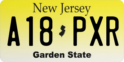 NJ license plate A18PXR