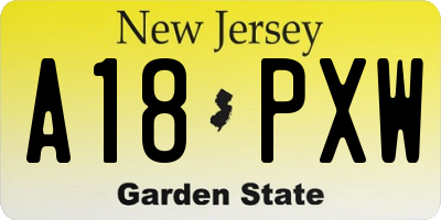 NJ license plate A18PXW