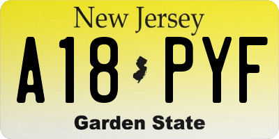 NJ license plate A18PYF