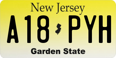 NJ license plate A18PYH