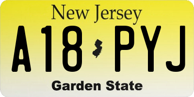 NJ license plate A18PYJ