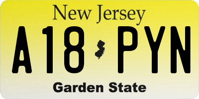 NJ license plate A18PYN