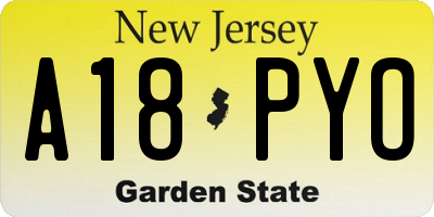 NJ license plate A18PYO