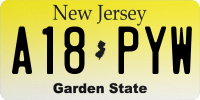 NJ license plate A18PYW