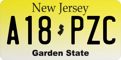 NJ license plate A18PZC
