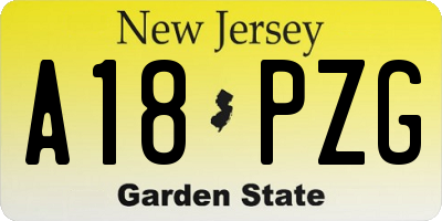 NJ license plate A18PZG