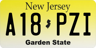 NJ license plate A18PZI