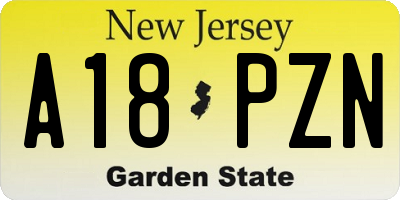 NJ license plate A18PZN