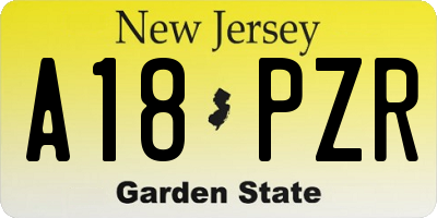 NJ license plate A18PZR