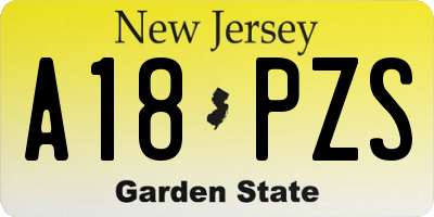 NJ license plate A18PZS