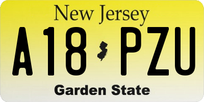 NJ license plate A18PZU
