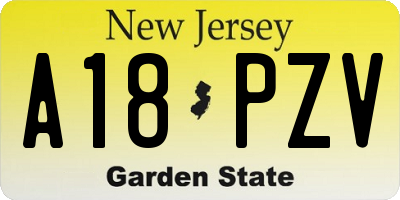 NJ license plate A18PZV