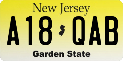 NJ license plate A18QAB