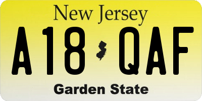 NJ license plate A18QAF